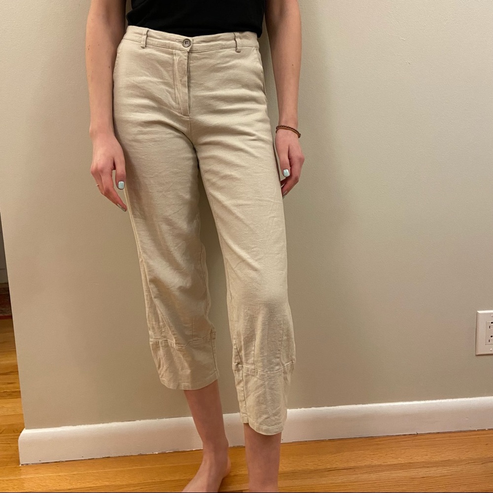 Linen blend cream pants